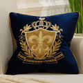 Avigers 20 x 20 Inch Shield Embroidery Velvet Cushion Cover Luxury European Pillow Case Pillowcase Home Decorative for Sofa Chair Bedroom Throw Pillow, Navy Blue Home & Garden > Decor > Chair & Sofa Cushions Avigers Hls-navy Blue 20" x 20" 