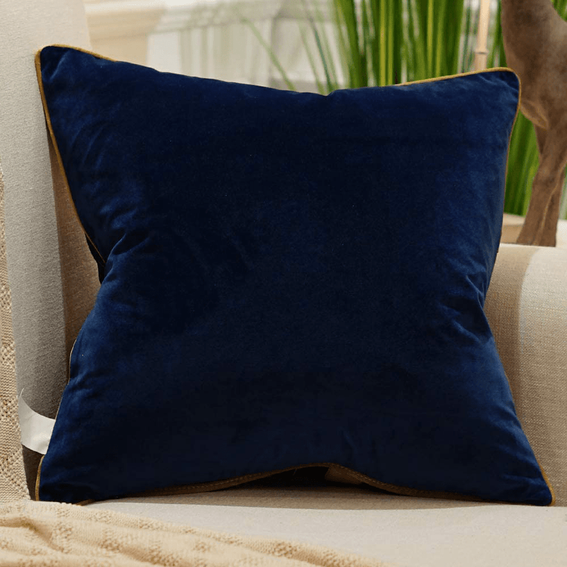 Avigers 20 x 20 Inch Shield Embroidery Velvet Cushion Cover Luxury European Pillow Case Pillowcase Home Decorative for Sofa Chair Bedroom Throw Pillow, Navy Blue Home & Garden > Decor > Chair & Sofa Cushions Avigers   