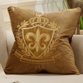 Avigers 20 x 20 Inch Shield Embroidery Velvet Cushion Cover Luxury European Pillow Case Pillowcase Home Decorative for Sofa Chair Bedroom Throw Pillow, Navy Blue Home & Garden > Decor > Chair & Sofa Cushions Avigers Hls-brown 18" x 18" 