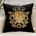 Avigers 20 x 20 Inch Shield Embroidery Velvet Cushion Cover Luxury European Pillow Case Pillowcase Home Decorative for Sofa Chair Bedroom Throw Pillow, Navy Blue Home & Garden > Decor > Chair & Sofa Cushions Avigers Ty-black 20" x 20" 