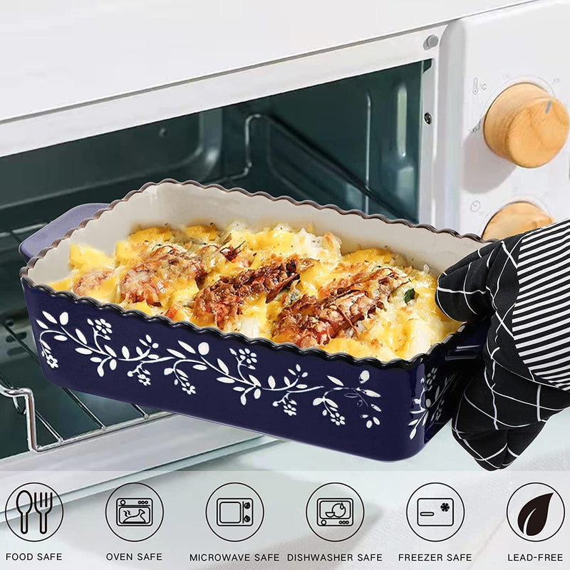AVLA 3 Pack Ceramic Bakeware Set, Porcelain Rectangular Baking Dish Lasagna Pans for Cooking, Kitchen, Casserole Dishes, Cake Dinner, 12 X 8.5 X 6 Inches of Baking Pans, Banquet and Daily Use, Cobalt Blue Home & Garden > Kitchen & Dining > Cookware & Bakeware AVLA   