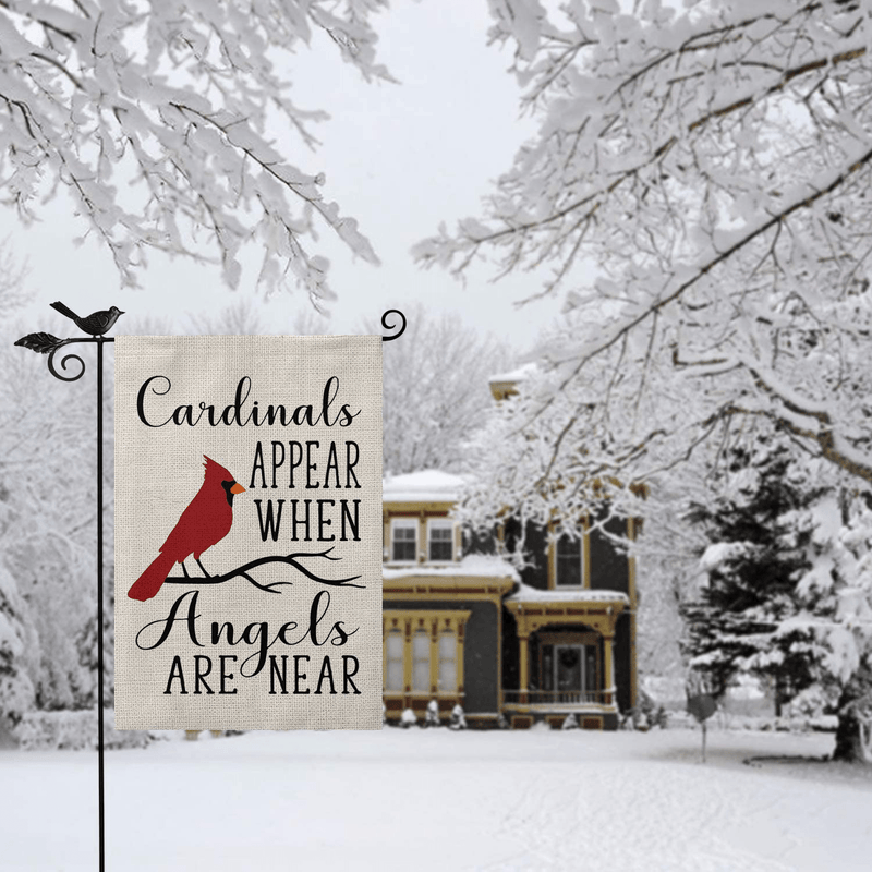 AVOIN Christmas Cardinals Appear When Angels are Near Garden Flag Vertical Double Sized, Winter Holiday Party Yard Outdoor Decoration 12.5 x 18 Inch Home & Garden > Decor > Seasonal & Holiday Decorations& Garden > Decor > Seasonal & Holiday Decorations AVOIN colorlife   