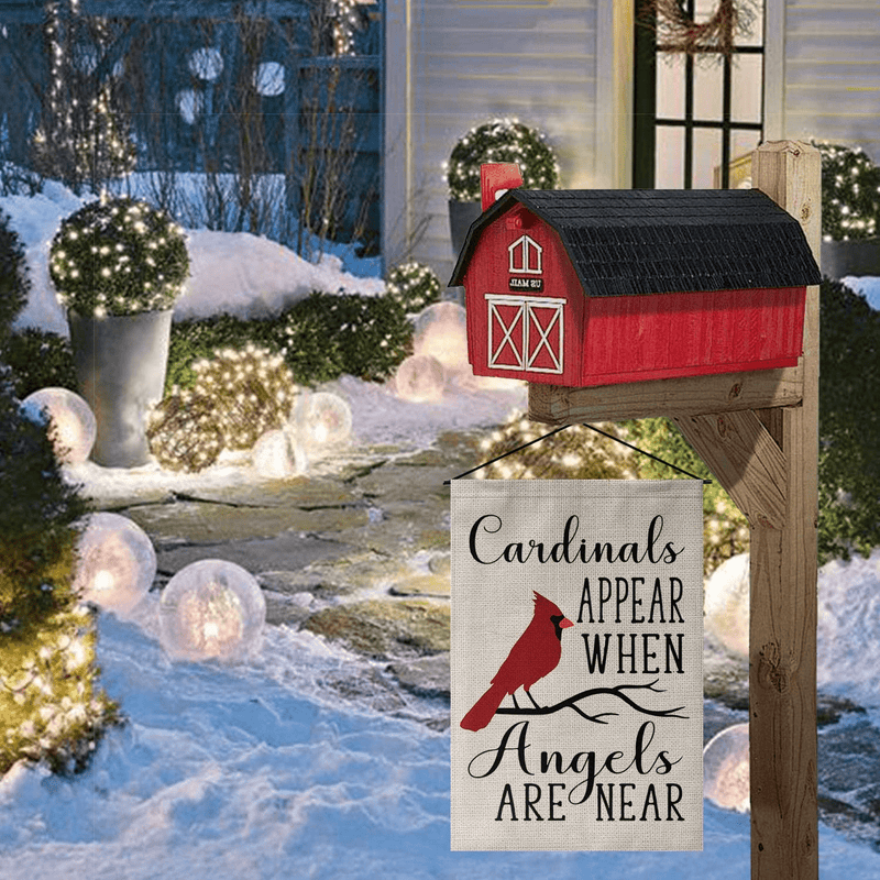 AVOIN Christmas Cardinals Appear When Angels are Near Garden Flag Vertical Double Sized, Winter Holiday Party Yard Outdoor Decoration 12.5 x 18 Inch Home & Garden > Decor > Seasonal & Holiday Decorations& Garden > Decor > Seasonal & Holiday Decorations AVOIN colorlife   