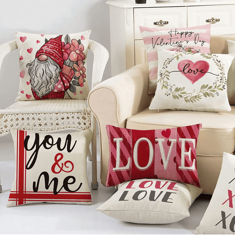 AVOIN Colorlife Valentine'S Day Love Red Throw Pillow Cover, 12 X 20 Inch Valentine Love Cushion Case Decoration for Sofa Couch Home & Garden > Decor > Chair & Sofa Cushions AVOIN colorlife   