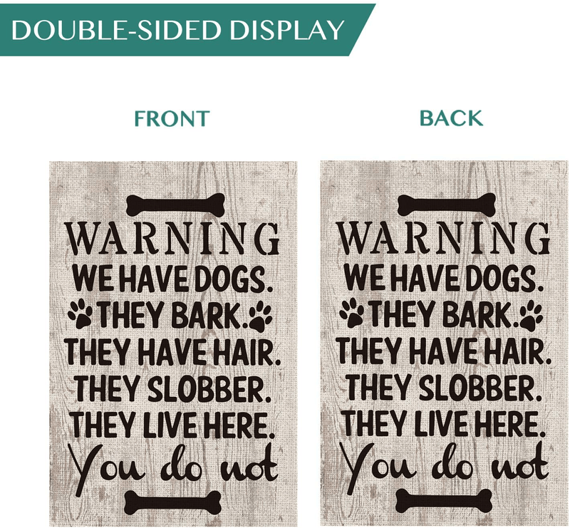 AVOIN Dog Warning Slogan Wood Garden Flag Vertical Double Sized, They Slobber They Live Here Yard Outdoor Decoration 12.5 x 18 Inch Home & Garden > Decor > Seasonal & Holiday Decorations& Garden > Decor > Seasonal & Holiday Decorations AVOIN colorlife   