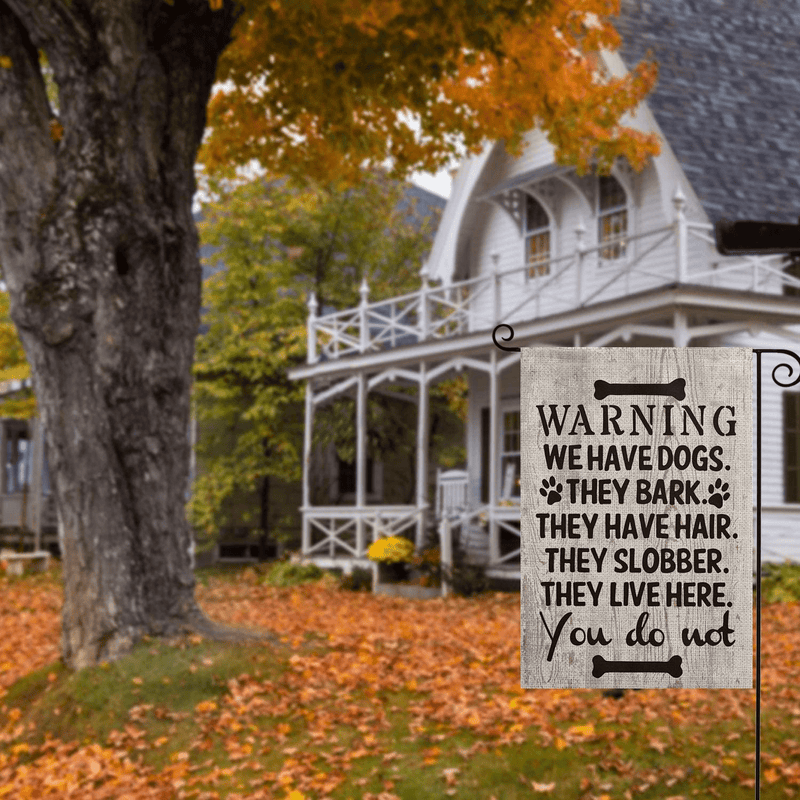 AVOIN Dog Warning Slogan Wood Garden Flag Vertical Double Sized, They Slobber They Live Here Yard Outdoor Decoration 12.5 x 18 Inch Home & Garden > Decor > Seasonal & Holiday Decorations& Garden > Decor > Seasonal & Holiday Decorations AVOIN colorlife   