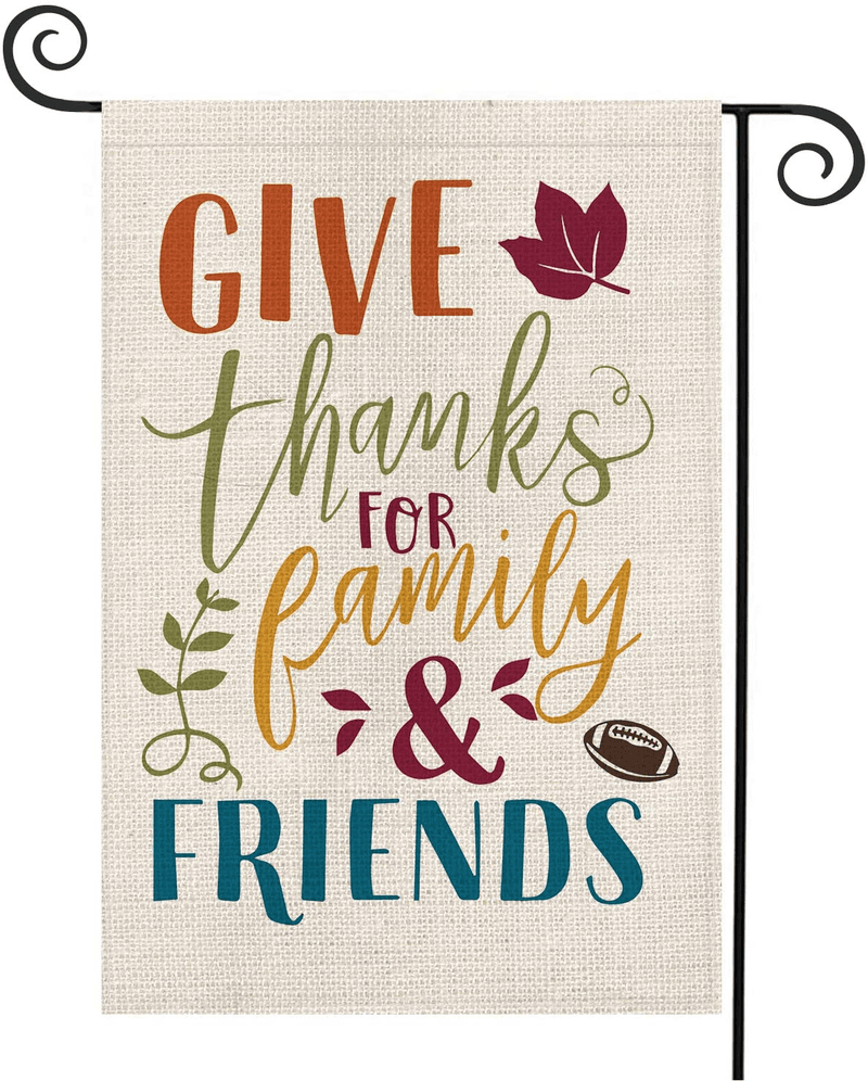 AVOIN Give Thanks for Family and Friends Garden Flag Vertical Double Sized, Fall Thanksgiving Football Yard Outdoor Decoration 12.5 x 18 Inch Home & Garden > Decor > Seasonal & Holiday Decorations& Garden > Decor > Seasonal & Holiday Decorations AVOIN colorlife Garden Size-12.5 x 18"  