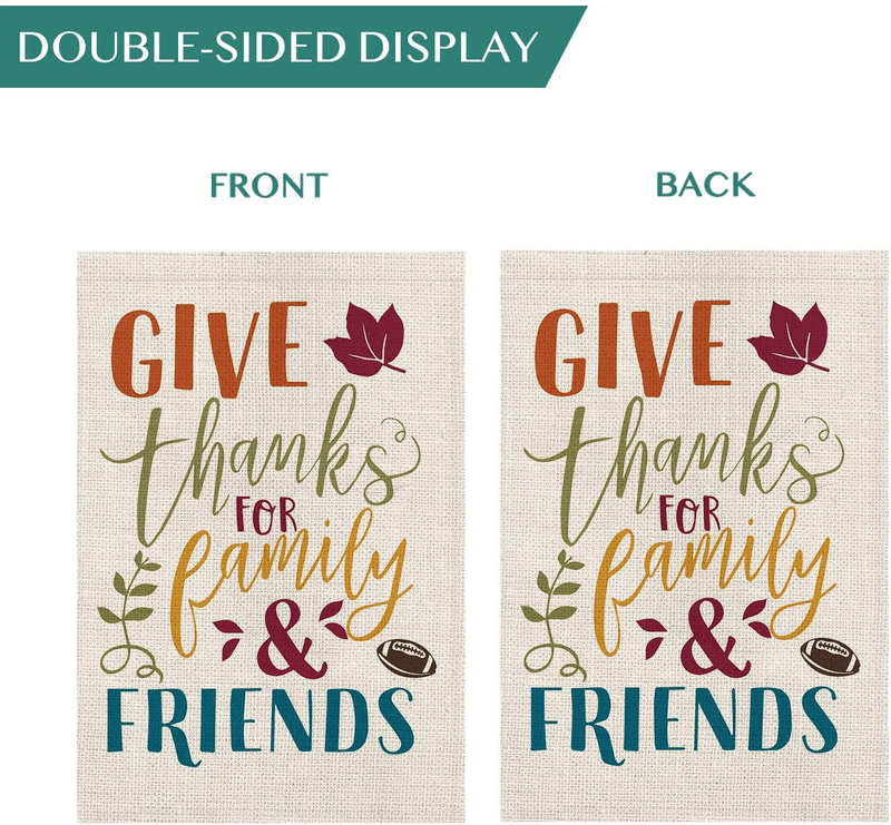 AVOIN Give Thanks for Family and Friends Garden Flag Vertical Double Sized, Fall Thanksgiving Football Yard Outdoor Decoration 12.5 x 18 Inch Home & Garden > Decor > Seasonal & Holiday Decorations& Garden > Decor > Seasonal & Holiday Decorations AVOIN colorlife   