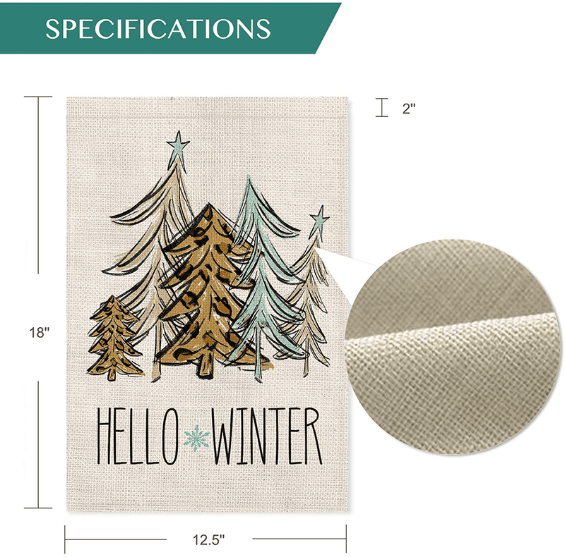 AVOIN Hello Winter Leopard Hand Draw Christmas Tree Garden Flag Vertical Double Sized, Holiday Star Snowflake Yard Outdoor Decoration 12.5 x 18 Inch Home & Garden > Decor > Seasonal & Holiday Decorations& Garden > Decor > Seasonal & Holiday Decorations AVOIN colorlife   