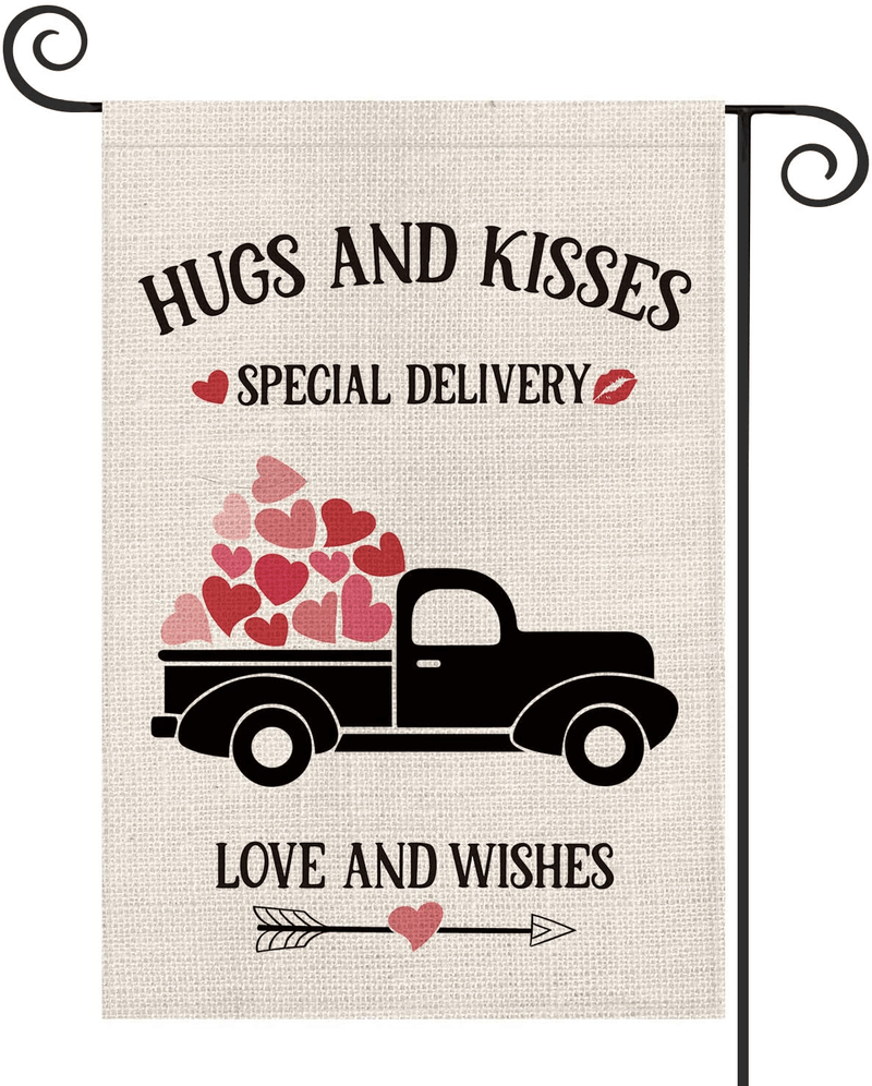 AVOIN Hugs and Kisses Special Delivery Garden Flag Vertical Double Sized Truck Love Heart, Holiday Valentine's Day Anniversary Wedding Yard Outdoor Decoration 12.5 x 18 Inch Home & Garden > Decor > Seasonal & Holiday Decorations& Garden > Decor > Seasonal & Holiday Decorations AVOIN colorlife Garden Size-12.5 x 18"  