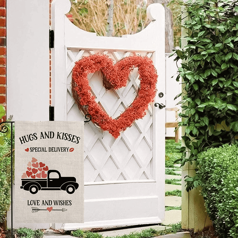 AVOIN Hugs and Kisses Special Delivery Garden Flag Vertical Double Sized Truck Love Heart, Holiday Valentine's Day Anniversary Wedding Yard Outdoor Decoration 12.5 x 18 Inch Home & Garden > Decor > Seasonal & Holiday Decorations& Garden > Decor > Seasonal & Holiday Decorations AVOIN colorlife   