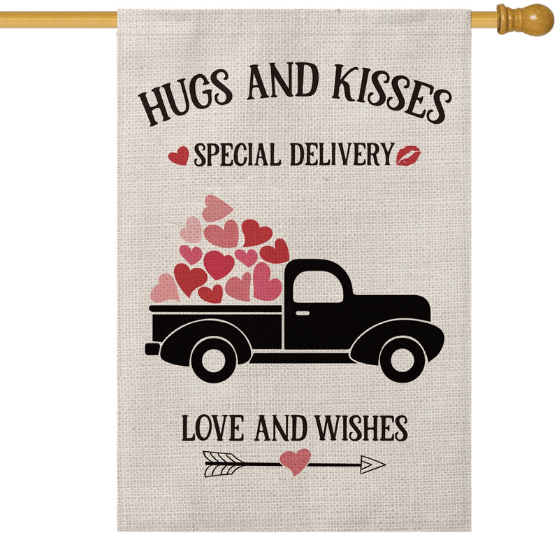 AVOIN Hugs and Kisses Special Delivery Garden Flag Vertical Double Sized Truck Love Heart, Holiday Valentine's Day Anniversary Wedding Yard Outdoor Decoration 12.5 x 18 Inch Home & Garden > Decor > Seasonal & Holiday Decorations& Garden > Decor > Seasonal & Holiday Decorations AVOIN colorlife House Size-28 x 40"  