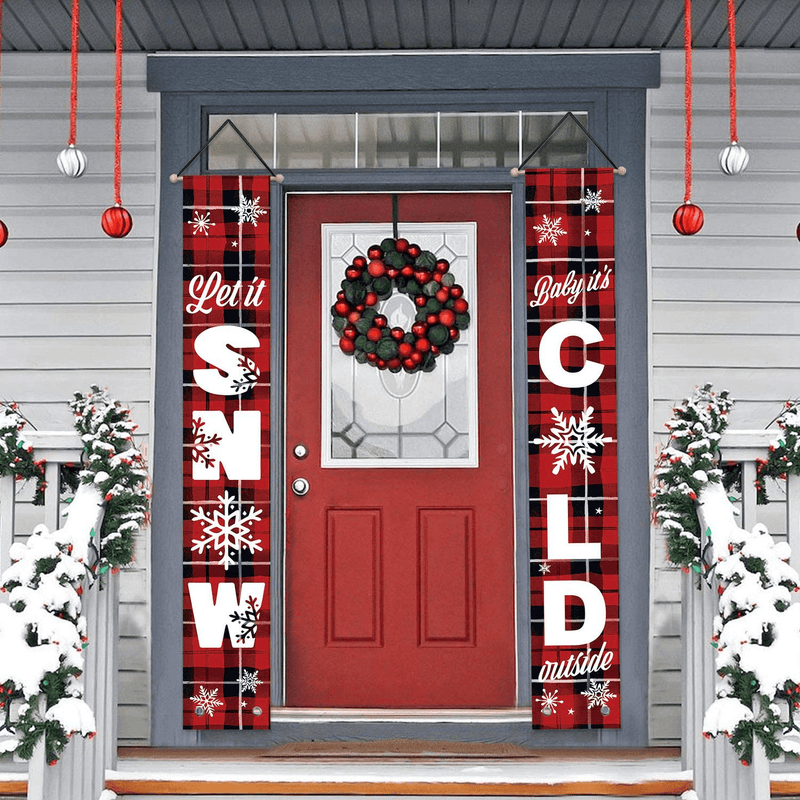 AVOIN Let it Snow Baby It's Cold Outside Porch Sign, Winter Holiday Christmas Hanging Banner Flag for Yard Indoor Outdoor Party 12 x 72 Inch Home & Garden > Decor > Seasonal & Holiday Decorations& Garden > Decor > Seasonal & Holiday Decorations AVOIN colorlife Red and Blacl  