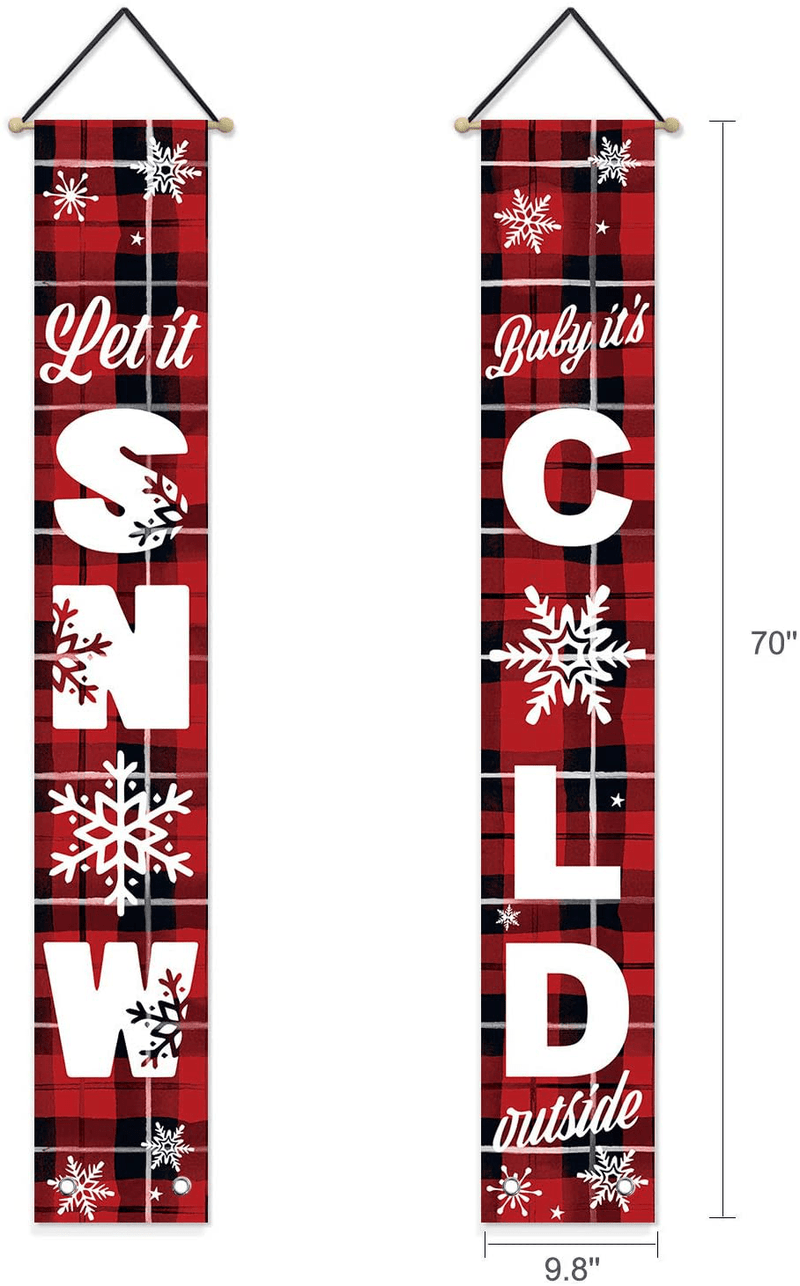 AVOIN Let it Snow Baby It's Cold Outside Porch Sign, Winter Holiday Christmas Hanging Banner Flag for Yard Indoor Outdoor Party 12 x 72 Inch Home & Garden > Decor > Seasonal & Holiday Decorations& Garden > Decor > Seasonal & Holiday Decorations AVOIN colorlife   