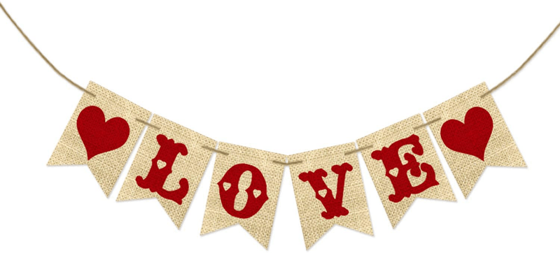 AVOIN Love Banner No DIY Required, Valentine'S Day Mother'S Day Anniversary Wedding Red Love Heart Rustic Pennant Decoration for Holiday Party Doorway Mantels Wall Home & Garden > Decor > Seasonal & Holiday Decorations AVOIN colorlife   