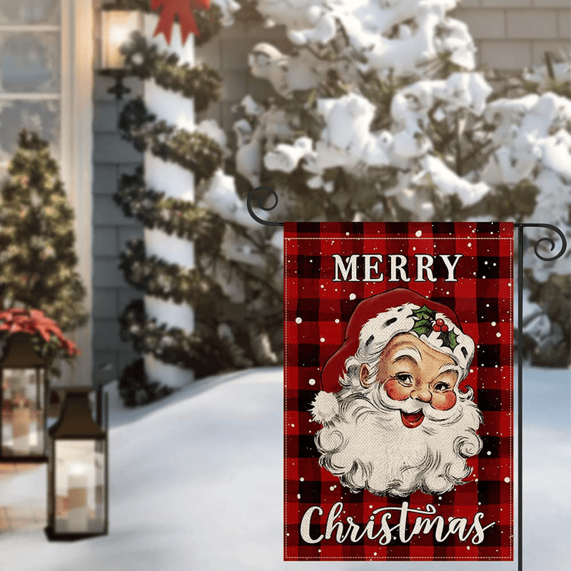 AVOIN Merry Christmas Watercolor Buffalo Check Plaid Santa Claus Garden Flag Vertical Double Sized, Winter Holiday Yard Outdoor Decoration 12.5 x 18 Inch Home & Garden > Decor > Seasonal & Holiday Decorations& Garden > Decor > Seasonal & Holiday Decorations AVOIN colorlife   