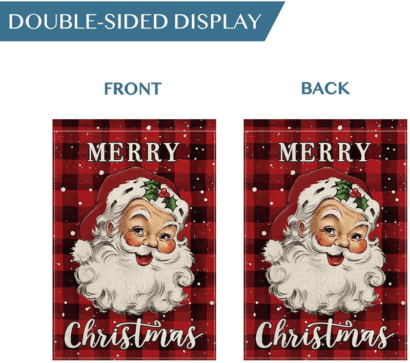 AVOIN Merry Christmas Watercolor Buffalo Check Plaid Santa Claus Garden Flag Vertical Double Sized, Winter Holiday Yard Outdoor Decoration 12.5 x 18 Inch Home & Garden > Decor > Seasonal & Holiday Decorations& Garden > Decor > Seasonal & Holiday Decorations AVOIN colorlife   