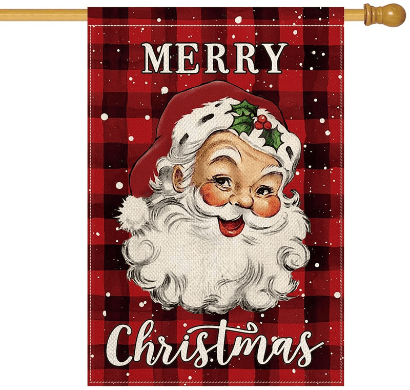 AVOIN Merry Christmas Watercolor Buffalo Check Plaid Santa Claus Garden Flag Vertical Double Sized, Winter Holiday Yard Outdoor Decoration 12.5 x 18 Inch Home & Garden > Decor > Seasonal & Holiday Decorations& Garden > Decor > Seasonal & Holiday Decorations AVOIN colorlife Red and Black House Size-28 x 40" 