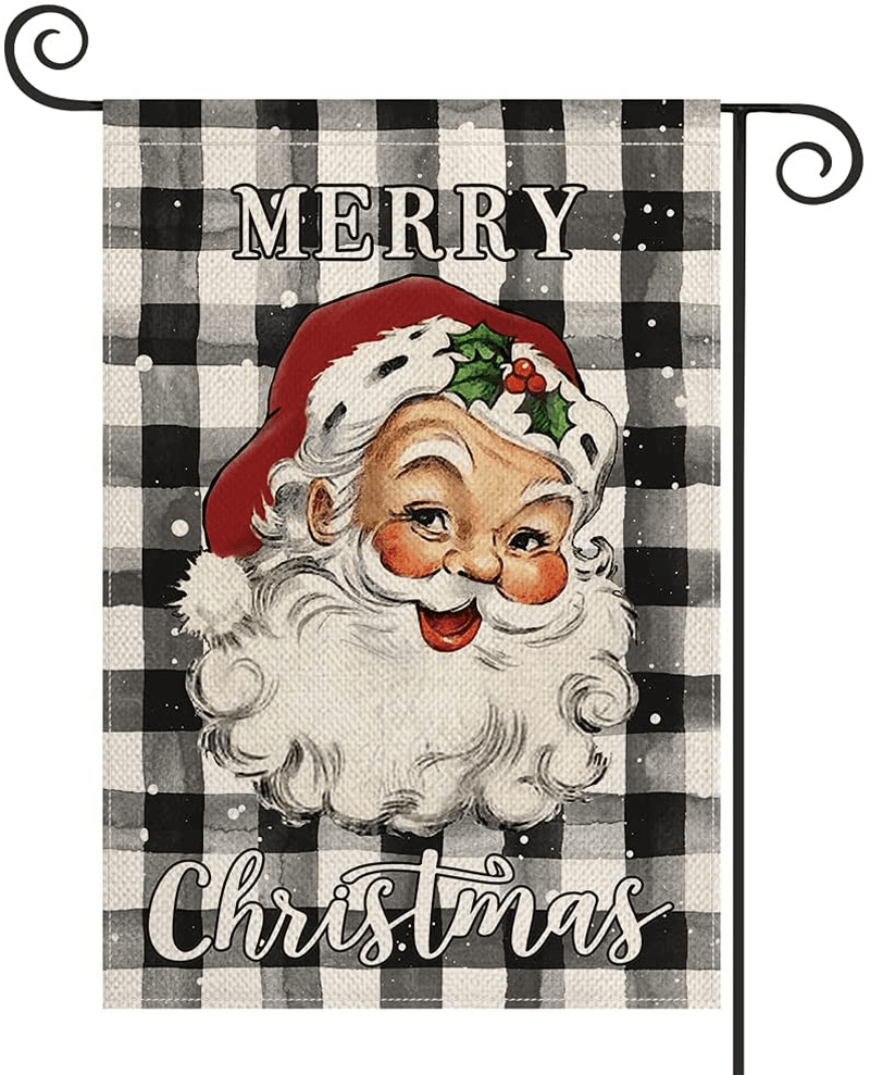 AVOIN Merry Christmas Watercolor Buffalo Check Plaid Santa Claus Garden Flag Vertical Double Sized, Winter Holiday Yard Outdoor Decoration 12.5 x 18 Inch Home & Garden > Decor > Seasonal & Holiday Decorations& Garden > Decor > Seasonal & Holiday Decorations AVOIN colorlife Black and White Garden Size-12.5 x 18" 