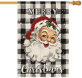 AVOIN Merry Christmas Watercolor Buffalo Check Plaid Santa Claus Garden Flag Vertical Double Sized, Winter Holiday Yard Outdoor Decoration 12.5 x 18 Inch Home & Garden > Decor > Seasonal & Holiday Decorations& Garden > Decor > Seasonal & Holiday Decorations AVOIN colorlife Black and White House Size-28 x 40" 