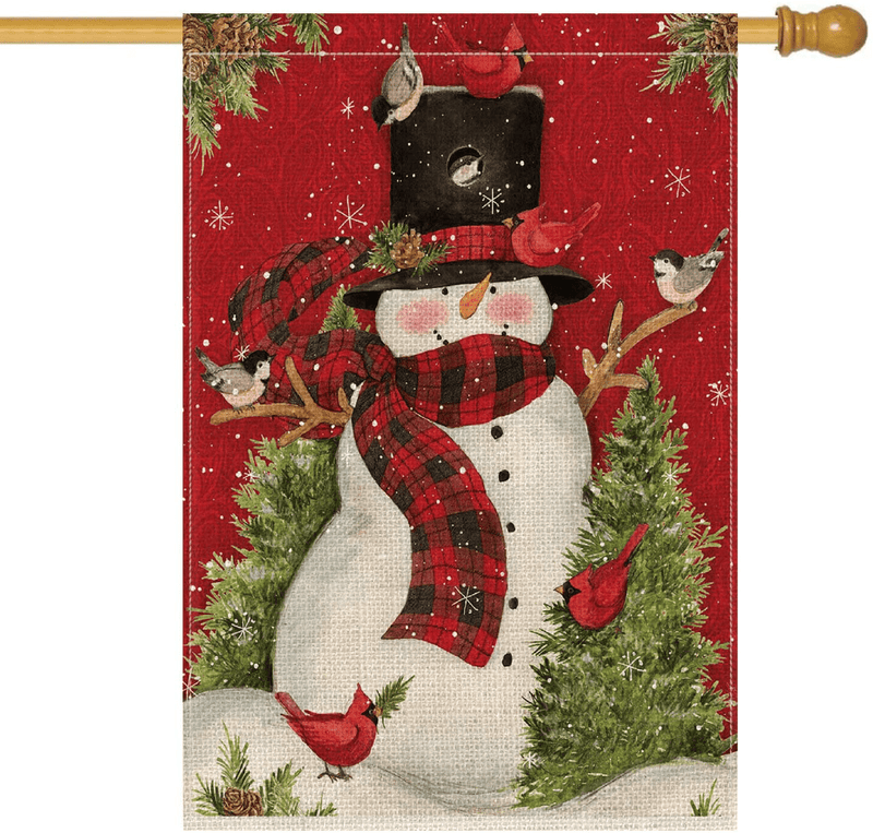 AVOIN Snowman with Buffalo Plaid Scarf House Flag Vertical Double Sized, Winter Holiday Christmas Yard Outdoor Decoration 28 x 40 Inch Home & Garden > Decor > Seasonal & Holiday Decorations& Garden > Decor > Seasonal & Holiday Decorations AVOIN colorlife House Size-28 x 40"  