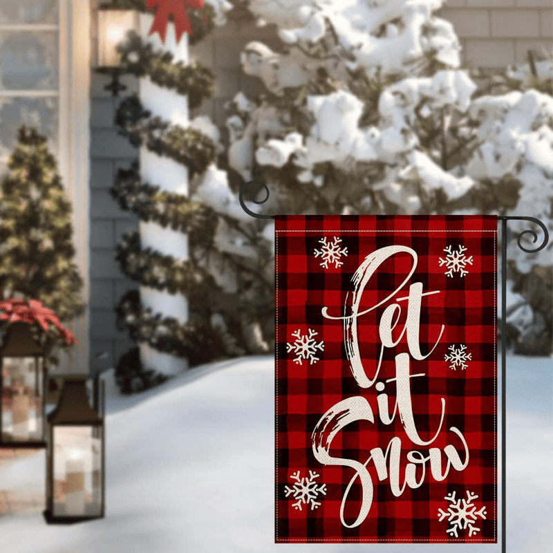 AVOIN Watercolor Buffalo Plaid Let it Snow Garden Flag Vertical Double Sized, Christmas Winter Holiday Farmhouse Yard Outdoor Decoration 12.5 x 18 Inch Home & Garden > Decor > Seasonal & Holiday Decorations& Garden > Decor > Seasonal & Holiday Decorations AVOIN   