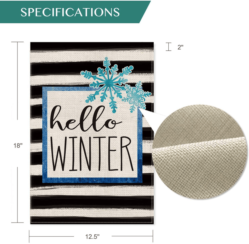 AVOIN Watercolor Stripe Hello Winter Snowflake Garden Flag Vertical Double Sized, Christmas Holiday Party Yard Outdoor Decoration 12.5 x 18 Inch Home & Garden > Decor > Seasonal & Holiday Decorations& Garden > Decor > Seasonal & Holiday Decorations AVOIN colorlife   