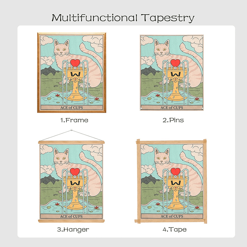 AWAYTR 3Pcs Small Tarot Tapestry - Cat Tapestry Wall Hanging for Livingroom Dorm Apartment Bedroom Office Decor(Cups Tapestry,16x20in） Home & Garden > Decor > Artwork > Decorative TapestriesHome & Garden > Decor > Artwork > Decorative Tapestries AWAYTR   