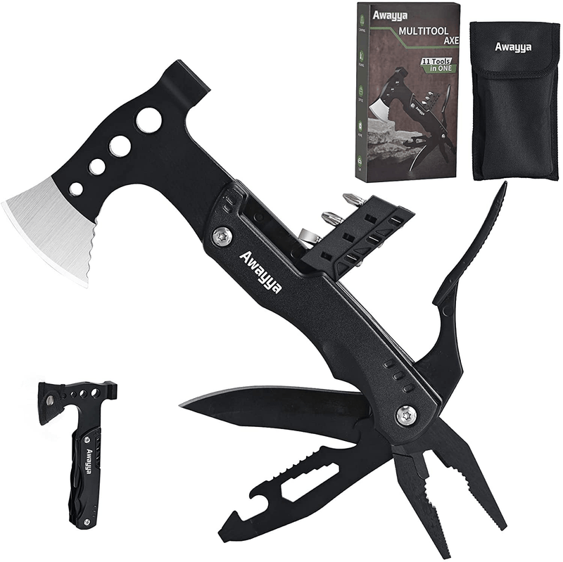 Awayya Multitool Hatchet, Camping Accessories Survival Gear and Equipment Multi Tool with Axe Knife, Unique Gifts for Men Boyfriend