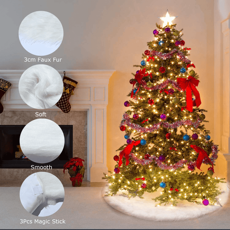 AWLGAK Christmas Tree Skirt 48 inches Snowy White Thick Faux Fur Xmas Tree Skirt for Christmas Decorations (48 in - Weight: 1.32lb) Home & Garden > Decor > Seasonal & Holiday Decorations > Christmas Tree Skirts AWLGAK   