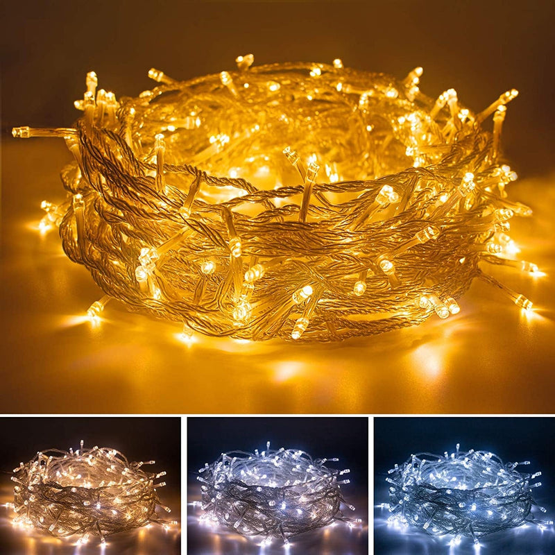 AWQ 66FT 200 LED Christmas Lights Fairy String Lights Plug in 11 Modes Timer Function Waterproof Extendable with Remote Control for Indoor Outdoor Wedding Party Christmas Decor (Warm & Multicolor) Home & Garden > Lighting > Light Ropes & Strings AWQ Warm & White  