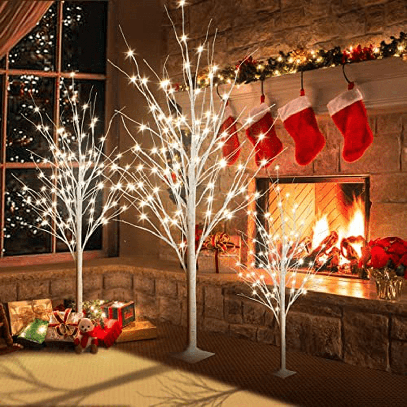 AWQM 4 Feet 5 Feet and 6 Feet Birch Tree, Pack of 3, for Home, Festival, Party, and Christmas Decoration, Indoor and Outdoor Use, Warm White Home & Garden > Decor > Seasonal & Holiday Decorations& Garden > Decor > Seasonal & Holiday Decorations AWQM   
