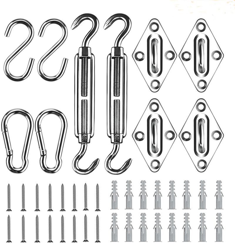 Awroutdoor Shade Sail Hardware Kit, Stainless Steel Hardware Kit for Triangle Square Rectangle Sun Shade Sail Installation for Garden Patio Lawn,42 Pcs Home & Garden > Lawn & Garden > Outdoor Living > Outdoor Umbrella & Sunshade Accessories Awroutdoor Default Title  