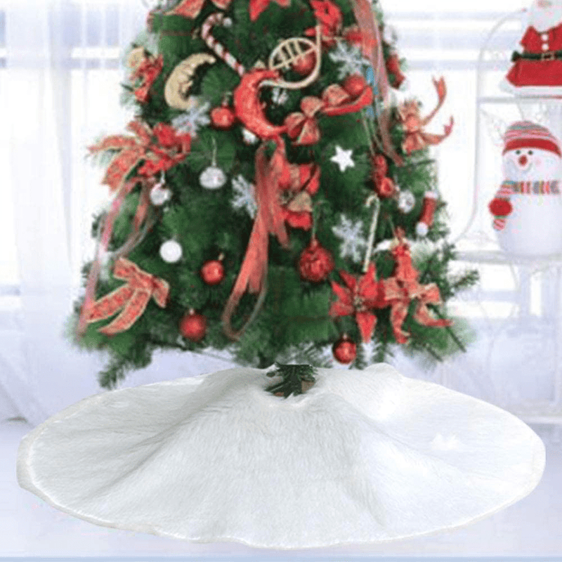 Awtlife Luxury Faux Fur Christmas Tree Skirt 60 inches Soft Snow White Elegant for Holiday Decor Home & Garden > Decor > Seasonal & Holiday Decorations > Christmas Tree Skirts Awtlife   