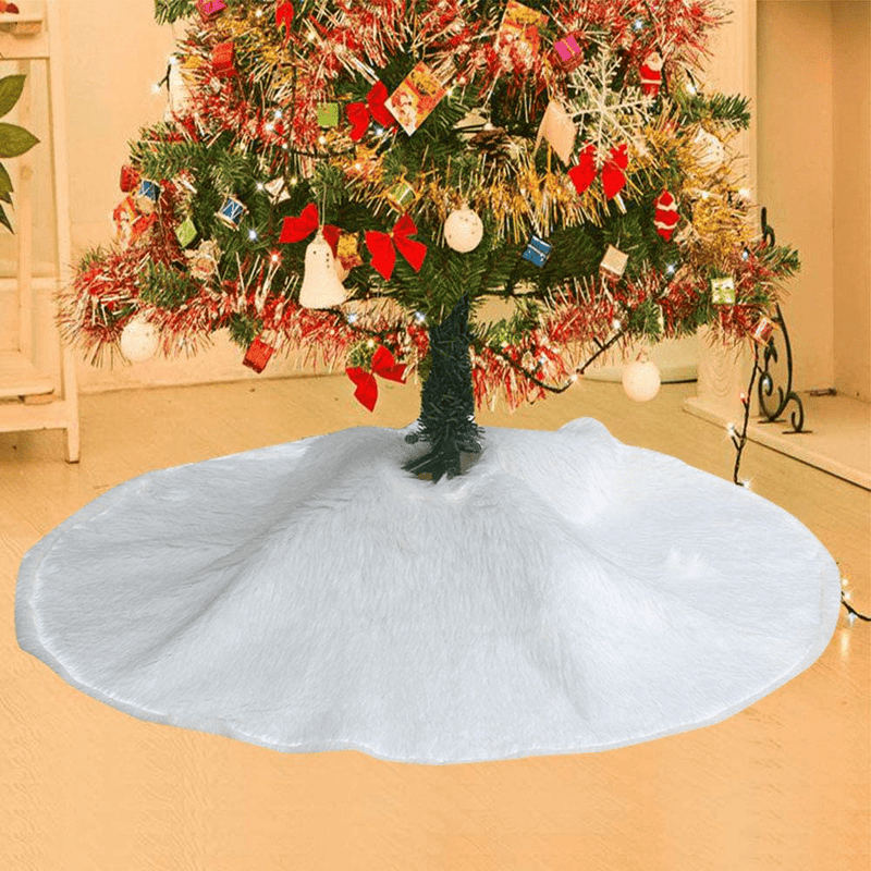 Awtlife Luxury Faux Fur Christmas Tree Skirt 60 inches Soft Snow White Elegant for Holiday Decor Home & Garden > Decor > Seasonal & Holiday Decorations > Christmas Tree Skirts Awtlife   