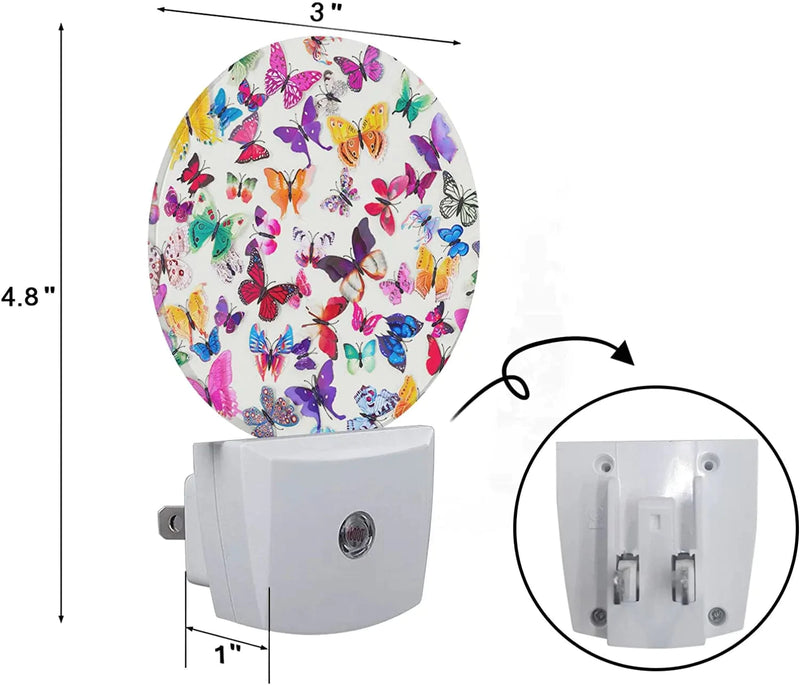 Axayaz Colorful Butterflies Night Light Plug into Wall Butterfly Morpho Wings Auto Sensor LED Dusk to Dawn Light for Bedroom Staircase