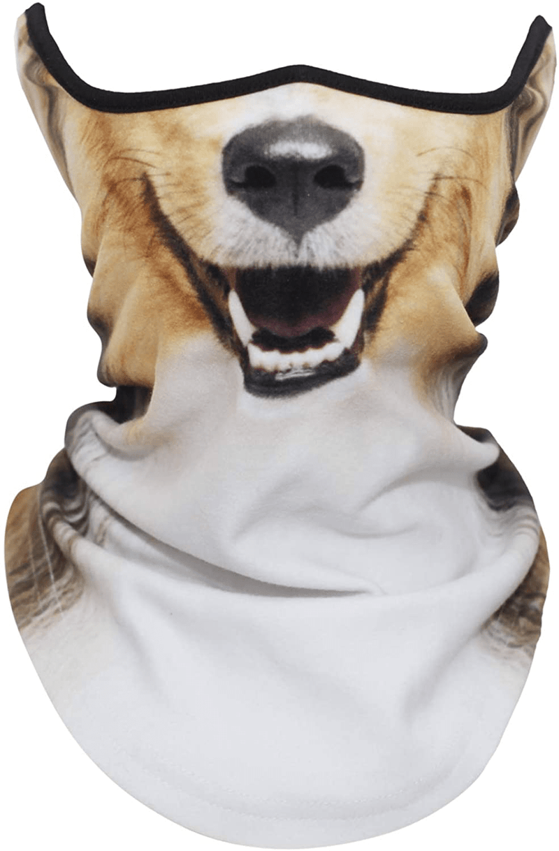AXBXCX 3D Animal Neck Gaiter Warmer Windproof Face Mask Scarf for Ski Halloween Costume  AXBXCX Rough Collie  