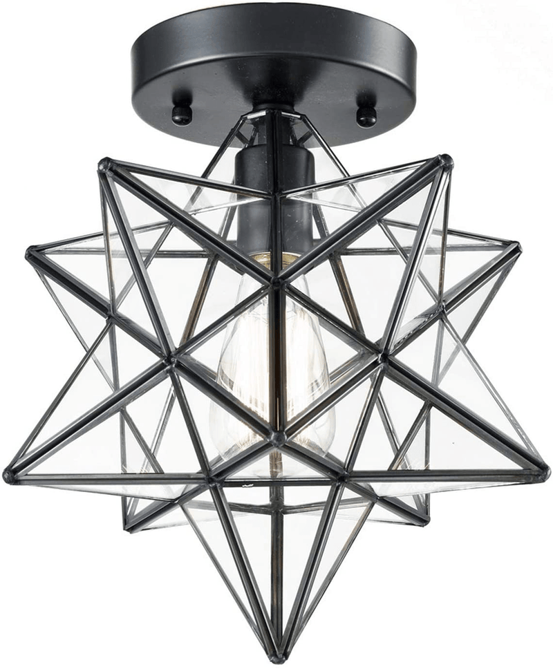AXILAND Industrial Black Copper Moravian Star Ceiling Light 12-Inch, Clear Glass Shade 1-Light Fixture Home & Garden > Lighting > Lighting Fixtures > Ceiling Light Fixtures KOL DEALS   