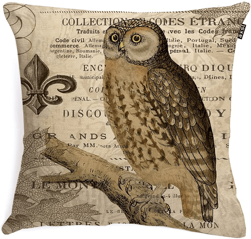 axsl Happy Halloween Throw Pillow Cover Halloween Pillow Cover Vintage Halloween Owl Decor Fall Cushion Cover Fall Home Decoration Linen 18 x 18 Inch Arts & Entertainment > Party & Celebration > Party Supplies AXSL.ltd Default Title  