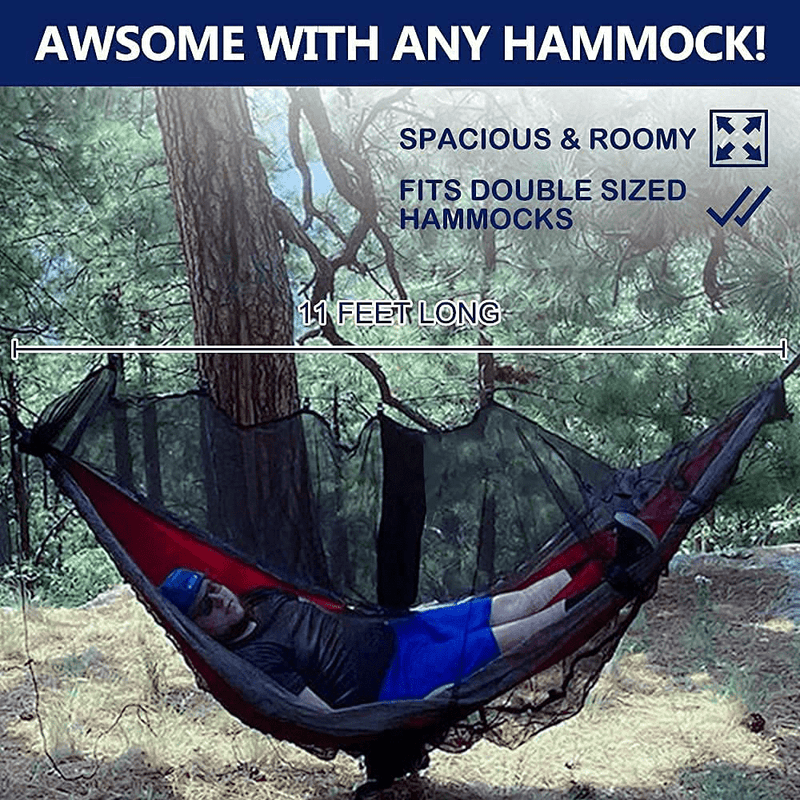 AYAMAYA Hammock Bug Net 11.5X5 FT- Wide Room No-See-Um Breathable Mesh Mosquito Netting - Equip with Hanging Bag & Lantern Hook -Ultralight Backpacking Outdoor Protection Guardian Hammock Camping