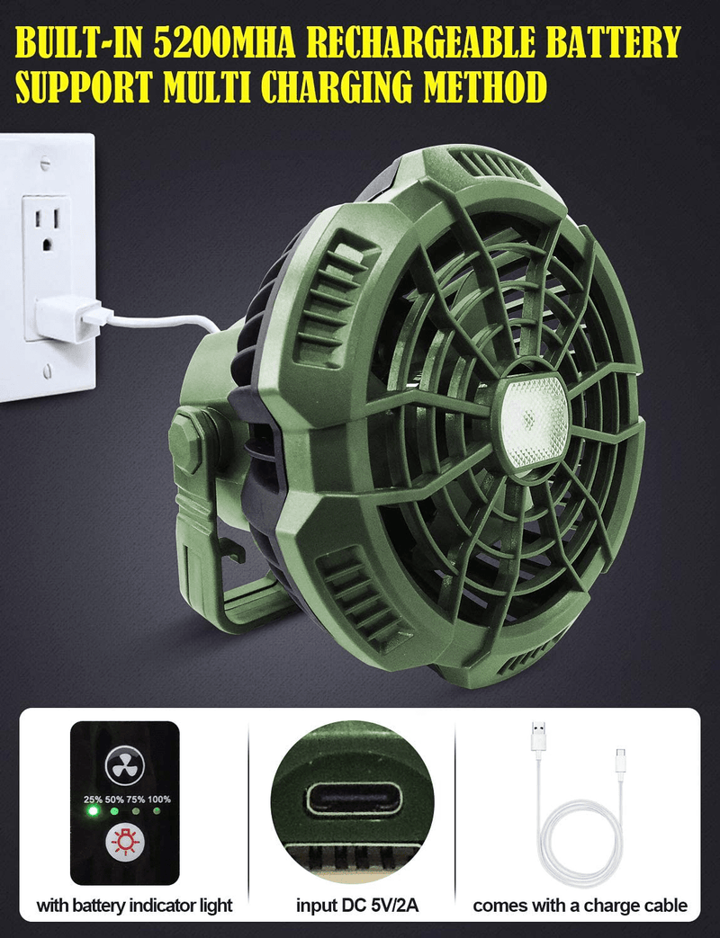 Ayamaya Rechargeable Camping Tent Fan with LED Light & Remote Control, Upgrade 7800Mah Portable Led Light Camping Lantern Fan USB Desk Ceilling Fan for Camping Car Office Hurricane Emergency Survival