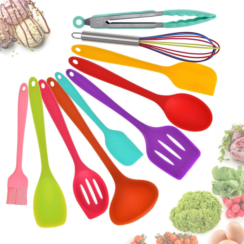 Aybloom Silicone Kitchen Utensils Set - 10 Pieces Multicolor Silicone Heat Resistant Non-Stick Kitchen Cooking Tools Home & Garden > Kitchen & Dining > Kitchen Tools & Utensils Aybloom   