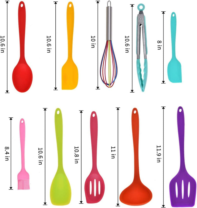 Aybloom Silicone Kitchen Utensils Set - 10 Pieces Multicolor Silicone Heat Resistant Non-Stick Kitchen Cooking Tools Home & Garden > Kitchen & Dining > Kitchen Tools & Utensils Aybloom   