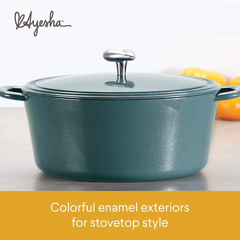 Ayesha Curry Cast Iron Enamel Casserole Dish/ Casserole Pan / Dutch Oven with Lid - 6 Quart, Twilight Teal Home & Garden > Kitchen & Dining > Cookware & Bakeware Ayesha Curry   