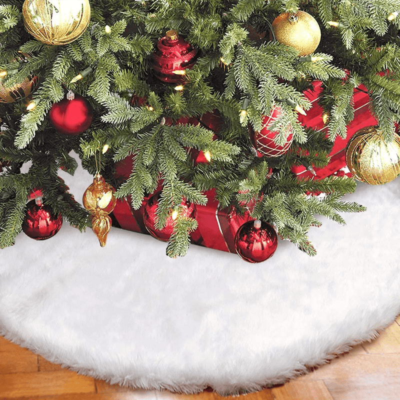 Aytai Christmas Tree Skirt 48 Inch White Faux Fur Christmas Tree Skirt Luxury Tree Skirts for Holiday Decorations Home & Garden > Decor > Seasonal & Holiday Decorations > Christmas Tree Skirts Aytai White 48 inches 