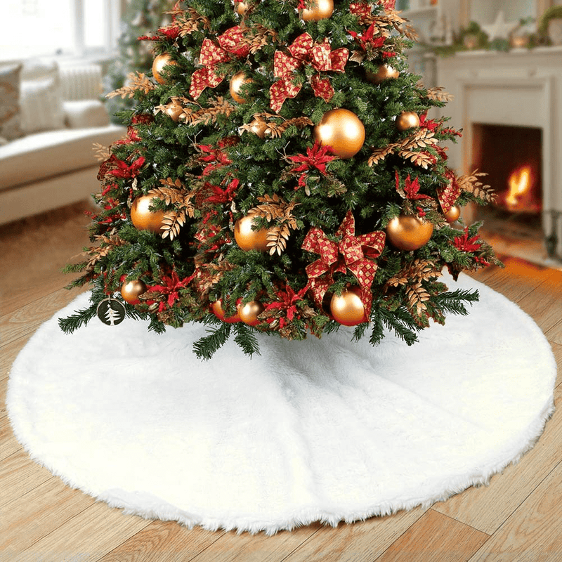 Aytai Christmas Tree Skirt 48 Inch White Faux Fur Christmas Tree Skirt Luxury Tree Skirts for Holiday Decorations Home & Garden > Decor > Seasonal & Holiday Decorations > Christmas Tree Skirts Aytai   