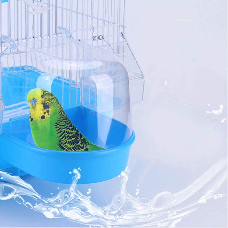 AYUBOOM Clear Bird Bath for Cage Bird Cage Accessories Hanging Bird Tub for Small Bird Cockatiel, Conure, Parakeet, Blue, by Ayuboom Blue