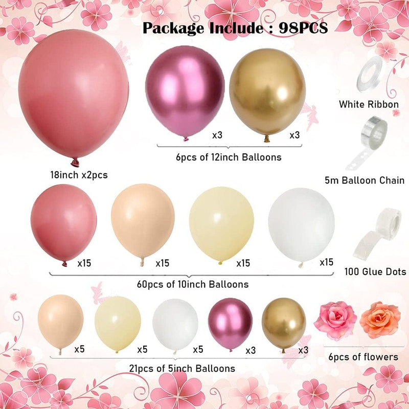 AYUQI Various Sizes Metallic Latex Balloons Wedding Event Decorations Birthday Party New Year Eve Party Supplies-Rose Gold 98PCS Arts & Entertainment > Party & Celebration > Party Supplies AYUQI   