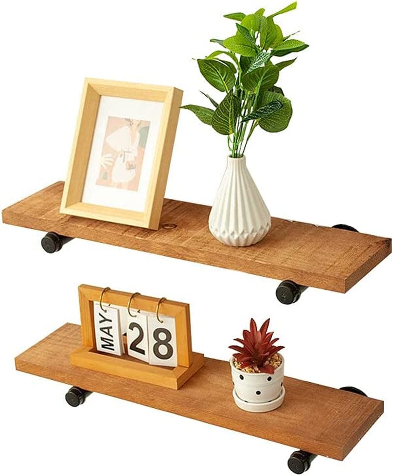 AZL1 Life Concept Wall Mounted Floating Shelves, Set of 2, Display Ledge, Classic Rack for Room/Kitchen/Office, Rustic Brown Furniture > Shelving > Wall Shelves & Ledges AZL1 Life Concept Walnut 1  