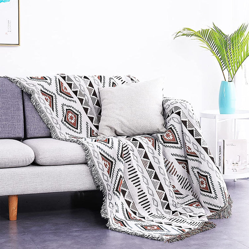Aztec Throw Blanket Native American Blanket Southwest Throws Cover for Couch Chair Sofa Bed Outdoor Boho Throw Blanket Beach Travel (51 X 63 Inch) Home & Garden > Decor > Chair & Sofa Cushions EZNYGHT Rhombus-m 51.1*63“ 